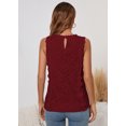 thumbnail image 7 of SHOWMALL Women's Tank Tops Casual Lace Trim Embroidered Hollow Out Full Liner V Neck Summer Sleeveless Shirts, Wine Red, Size Medium, 7 of 7