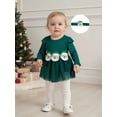 thumbnail image 5 of Miaouyo Infant Baby Girl Christmas Fall Ribbed Romper Dress 0 3 6 9 12 18 Months Santa Claus Round Neck Mesh Bubble Jumpsuit with Headband, 5 of 9
