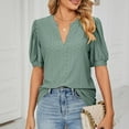 thumbnail image 5 of SELONE Cute Tops for Women Short Sleeve Tops Blouses Regular Fit T Shirts Pullover Tees Tops Solid T-Shirts V Neck Tops Casual Blouses Hollow T Shirts Easy Care Soft Breathable Pullover Army Green XXL, 5 of 6