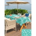 thumbnail image 5 of Outdoor Tablecloths with Umbrella Hole & Zipper, Teal Coastal Tablecloth Rectangle 60x84 Inch, Nautical Beach Starfish Coral Summer Waterproof Table Cloth, Patio/Pool/Picnic Table Covers, 5 of 8