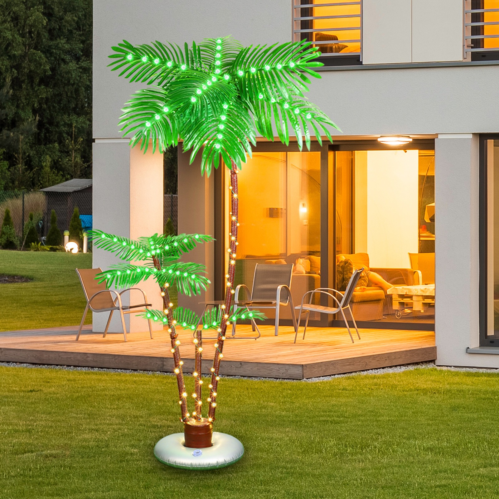 Hell Solar Lighted Palm, Outdoor Patio Christmas Trees - Walmart.com
