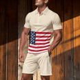 thumbnail image 2 of GERsome 4th of July Mens 2 Piece Outfits Button Down Short Sleeve Tops and Shorts Sets American Flag Graphic Summer Jogging Tracksuits S-3XL, 2 of 9