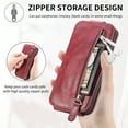 thumbnail image 2 of SaniMore for Samsung Galaxy S22 Ultra Magnetic Closure Top & Bottom Flip Wallet Case, Premium PU Leather Cover with Car Mount Card Slot & Adjustable Kickstand Full Body Protective Shell, Red, 2 of 9