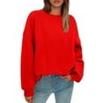 thumbnail image 2 of HAJWOH Crew Neck Sweatshirts Women Fall Oversized Crewneck Sweatshirt Vintage Fleece Pullover Loose Fit Cute Y2K Hoodie, 2 of 6
