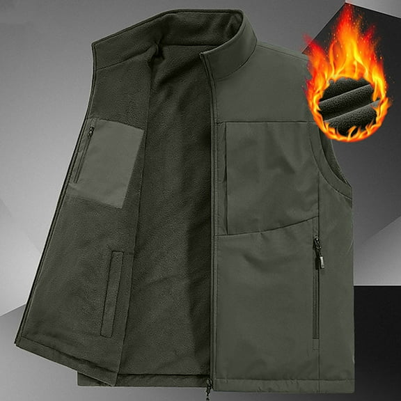 Zedker Men's Casual Lightweight Outdoor Vest Travel Cargo Vest Multi Pockets Sleeveless Jacket Army Green L