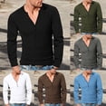 thumbnail image 5 of Mens Casual Henley Shirts Retro Long Sleeve Tee T-Shirt Pullover Top Blouse, 5 of 11