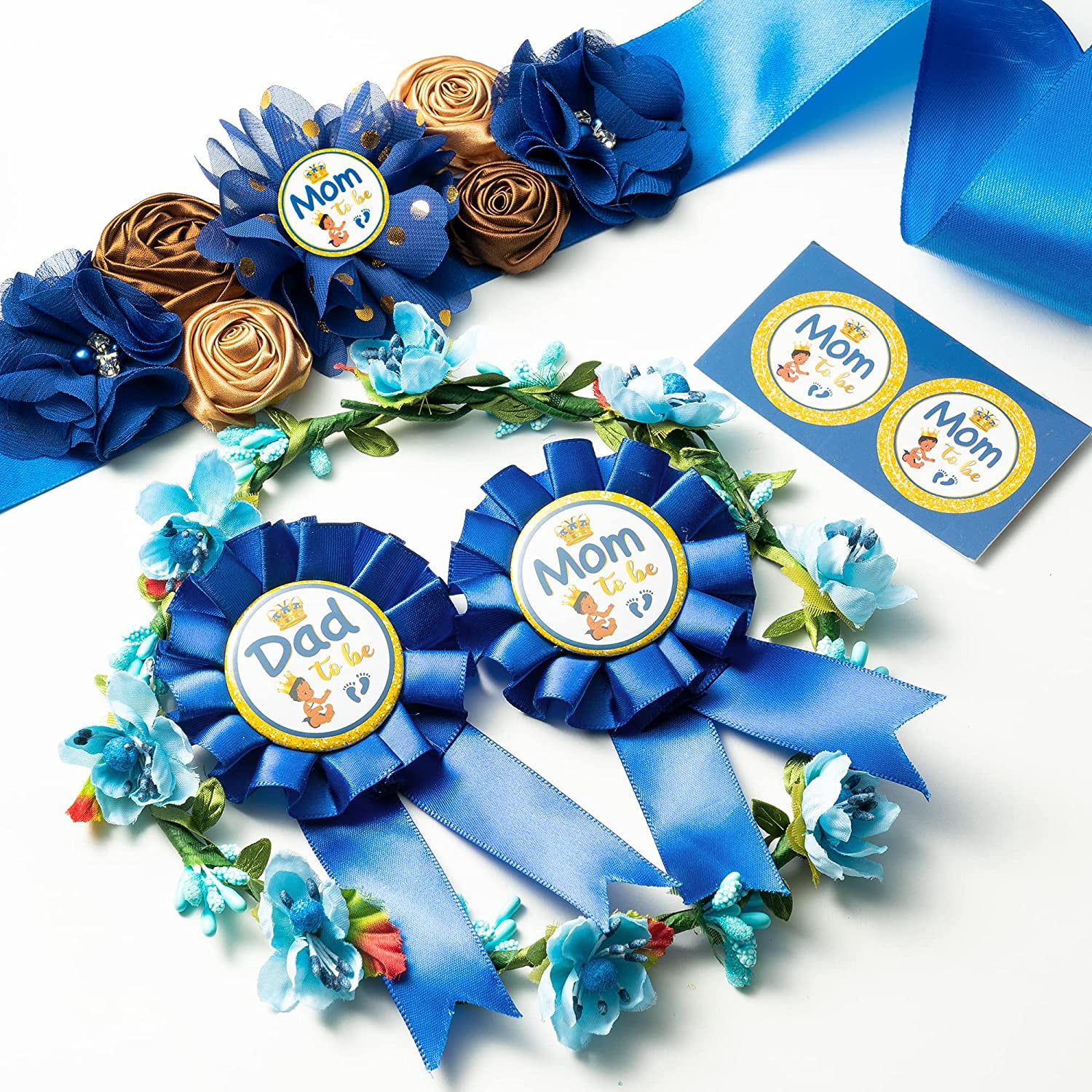 Maternity sash Royal set 266 Amazon.com : Royal Blue Maternity Sash & Dad to be Corsage  main image 4