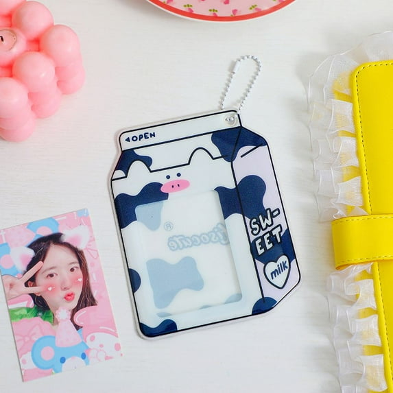 Kawaii Bank Card Bag Student Girls Bus Card Bag Bank Card Card Case Credit ID Card Bag Bus Card Cover Milk Bottle Card Holder WHITE