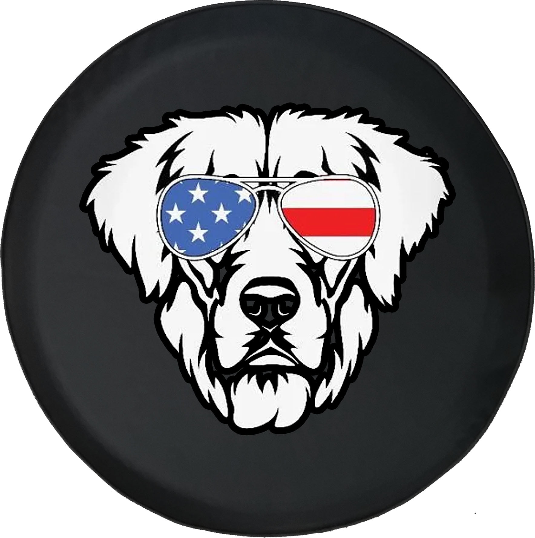 JL Tire Cover Dog in Sunglasses Custom Car Spare Tire Covers Size 32 to 33  Inch with camera hole