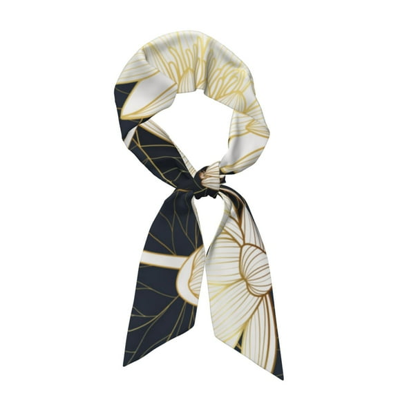 Junzan Golden Lotus Print Scarves for Women,Wrap Scarf Head Shawl Long Scarf Accessory Scarf Fall Gift