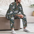 thumbnail image 7 of Fuzoiu Cute Sloth Print Men's Long-Sleeved Pajama,Lounge Button Down Nightwear,Mens Notch Collar Pajama Set -Small, 7 of 7