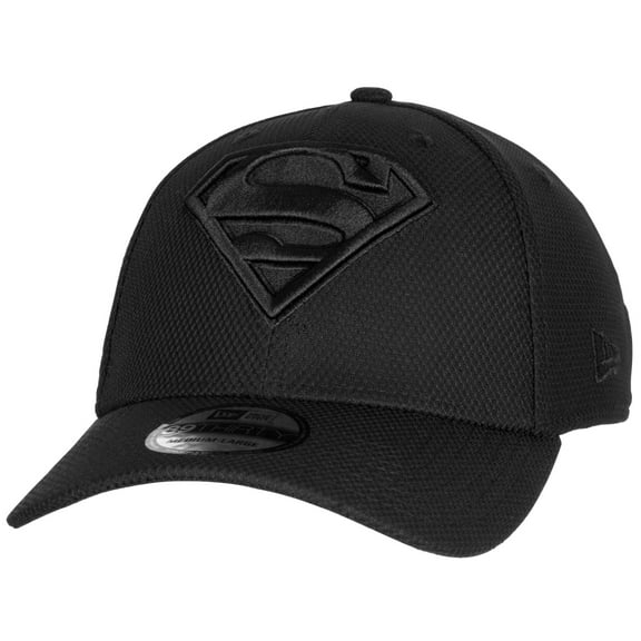 Superman Symbol Black on Black New Era 39Thirty Fitted Hat-Small/Medium