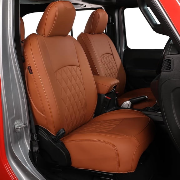 EKR Custom Fit Forester Seat Covers for Subaru Forester 2025 Premium/Sport/Wilderness/Limited/Touring(Rear row split with Armrest) Waterproof Full Set Faux Leather (Brown)