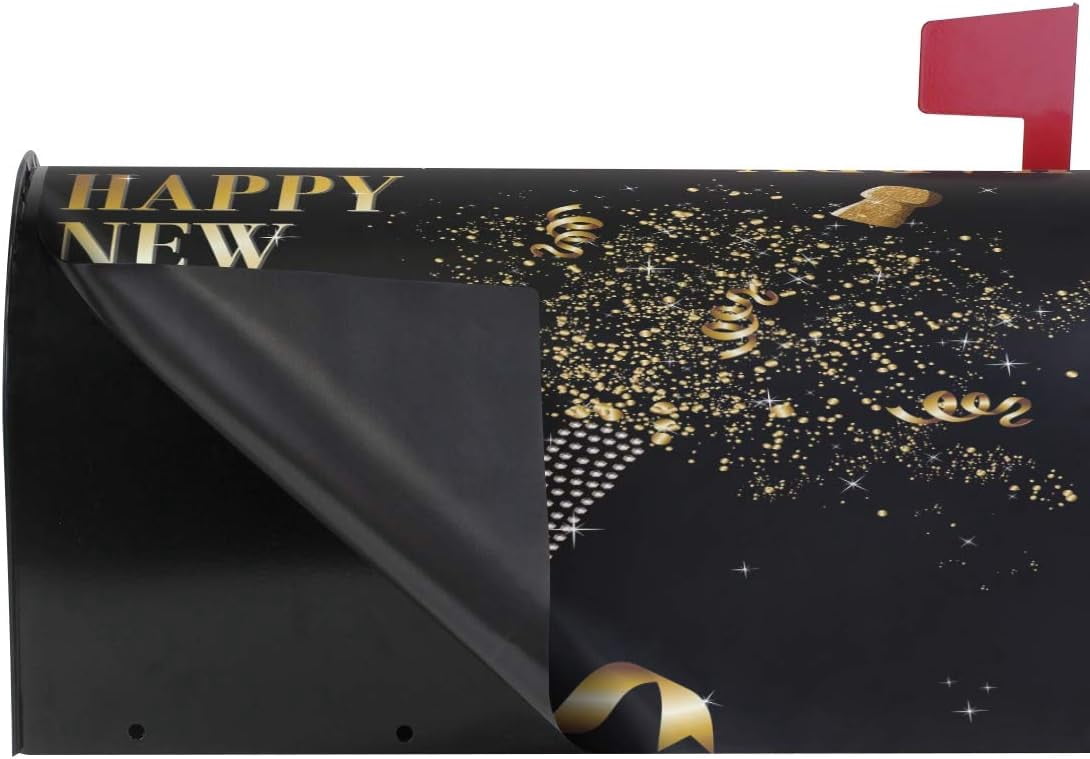 Champagne Bottle Uncorked in New Year Magnetic Mailbox Cover Oversized for Garden Yard Outdoor Decorations-25.5" x20.8