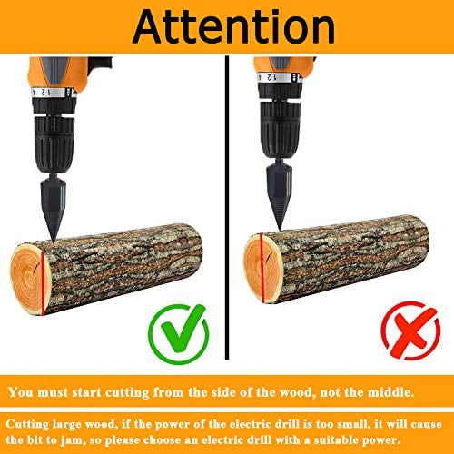 Hex Shank Wood Splitter GEHARTY Firewood Drill Bit Wood Splitter 32mm Steel Integrated Screw Cone Wood Splitter Bit Wood Cut Tool for Electric Drill（Black） Log Splitting Drill Bit