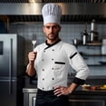 thumbnail image 2 of Gyexs Unisex Double- Chef Coat Men Back Full Mesh Lightweight Chef Jacket Color Stitching Chef Uniform for Kitchen White, Size M, 2 of 4