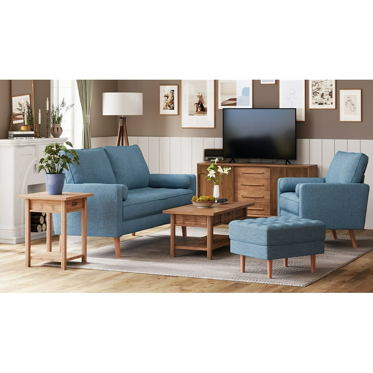 Jarenie 50.6 Small Loveseat Sofa, Mid Century Modern Love Seat Couch with  Back Cushions and Wood Legs, 2 Seater Small Couches for Living Room,  Bedroom, Small Spaces, (Dark Grey) 