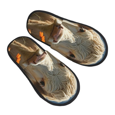 

Ocsxa Mens Womens Cozy Memory Foam Scuff Slippers Slip On Warm House Shoes Indoor/Outdoor Daisy Meadow Cow Designs-Medium