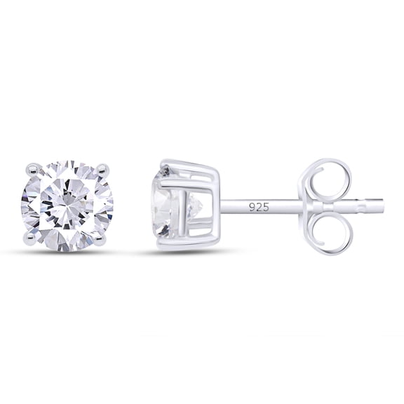 AFFY Moissanite Stud Earrings for Women | 0.85CT Round Diamond | 18K White Gold over Sterling Silver