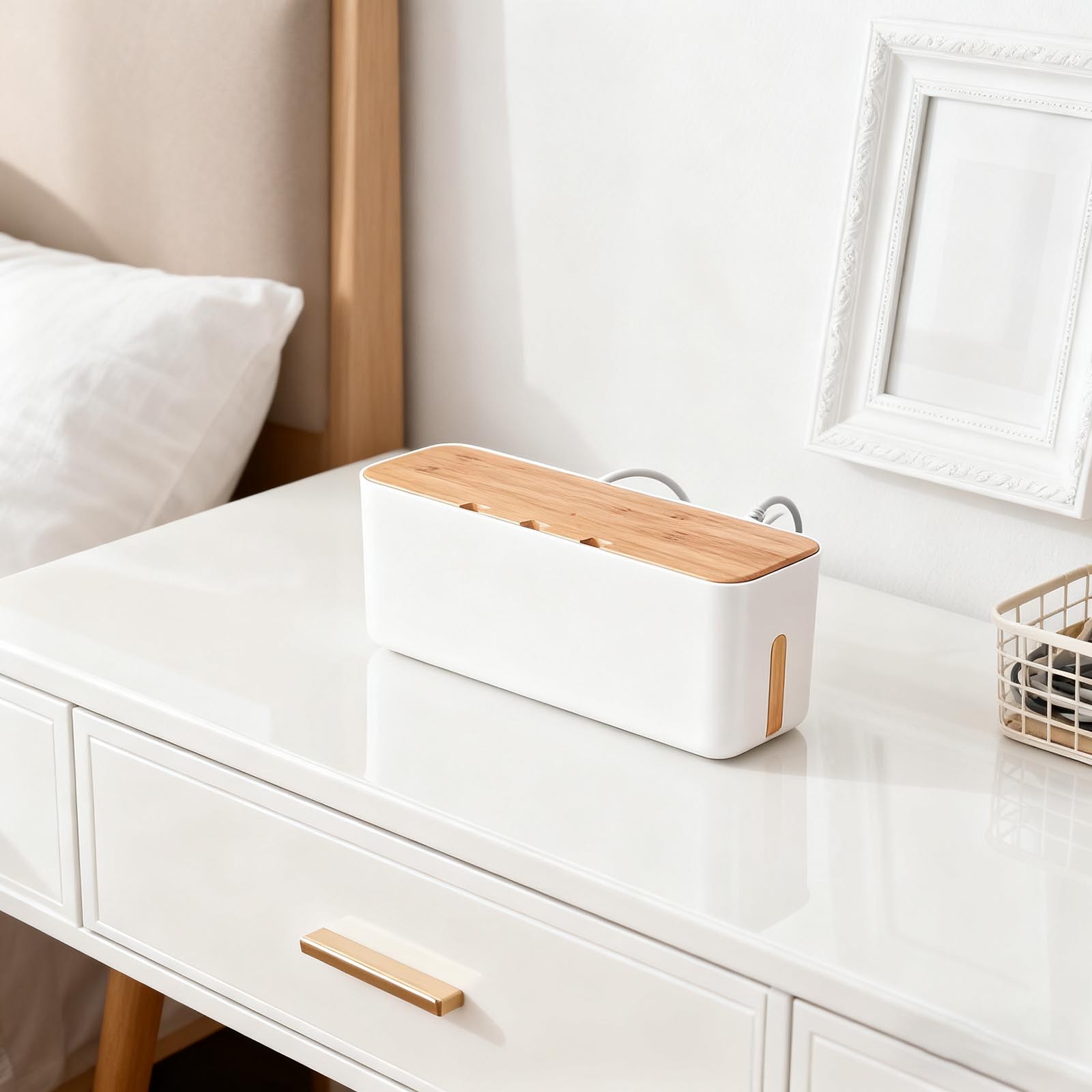 Cable Management Box, Cord Organizer to Hide Power Strips and Cords for TV, Computer Desk, and Home Office, Electrical Cord Concealer for Safety and Pet Protection