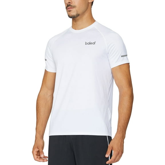 Baleaf Men's Tops Dry Fit Shirts Short Sleeve T-Shirt Running Workout Shirts White Size S