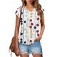 thumbnail image 2 of Eres Más Que una Camisa de Puntuación de Prueba Sexy de Manga Corta Lentejuelas Suelta Camisa de Blusa con Cuello en V, Poliéster, 2 of 8