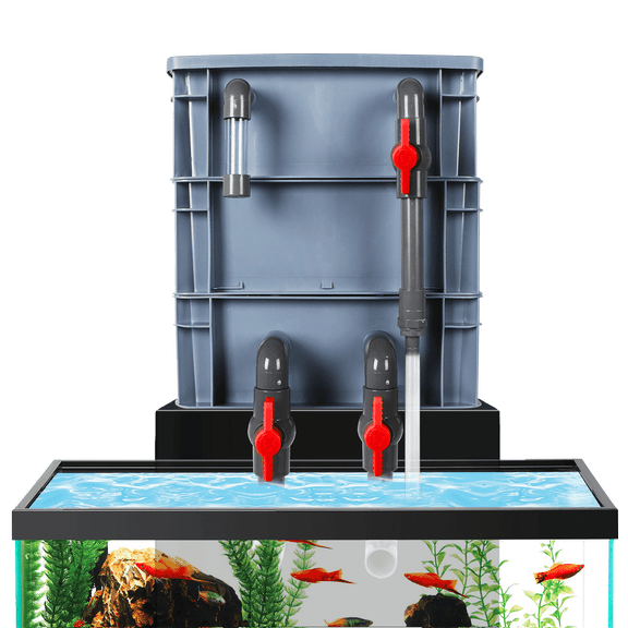 VNEKVA 3-Layer Aquarium Filter Box, Fish Tank Filtration & Circulation System for 20–70 Gallon Tanks