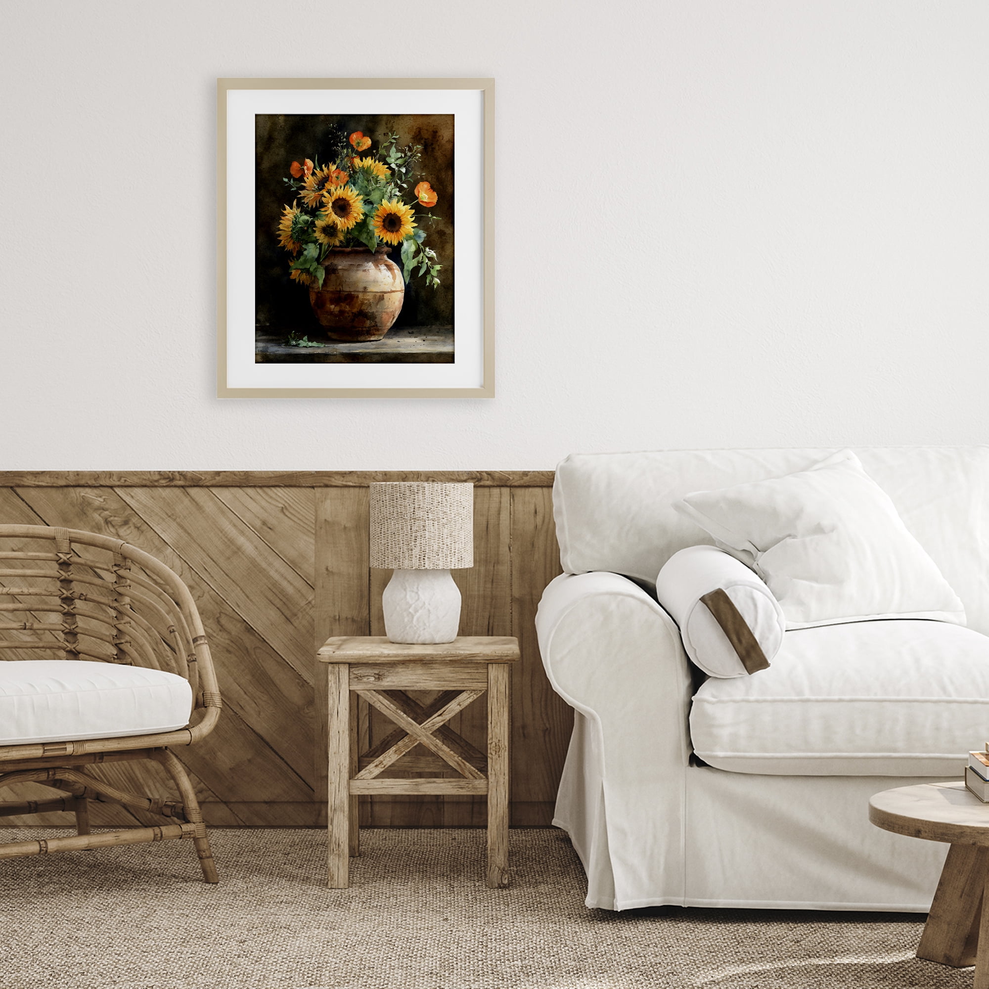 Stupell Industries Rustic Sunflower Display Birch Framed Print Under Glass, design by Franklyn Gregory