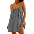 thumbnail image 2 of Sentmoon Maxi Dress Plus Size Elegant Sleeveless Crew Neck Sun Dress Plus Size Spring Solid Color Regular Fit Spaghetti Strap Beach Dress Trendy for Travel and Vacation Gray S, 2 of 5