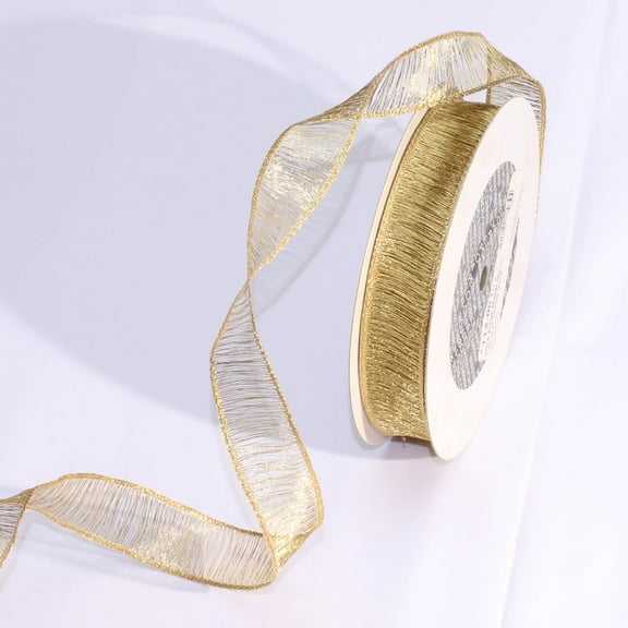 The Ribbon People Shimmering Metallic Gold Mesh Wired Craft Ribbon 1" x 54 Yards