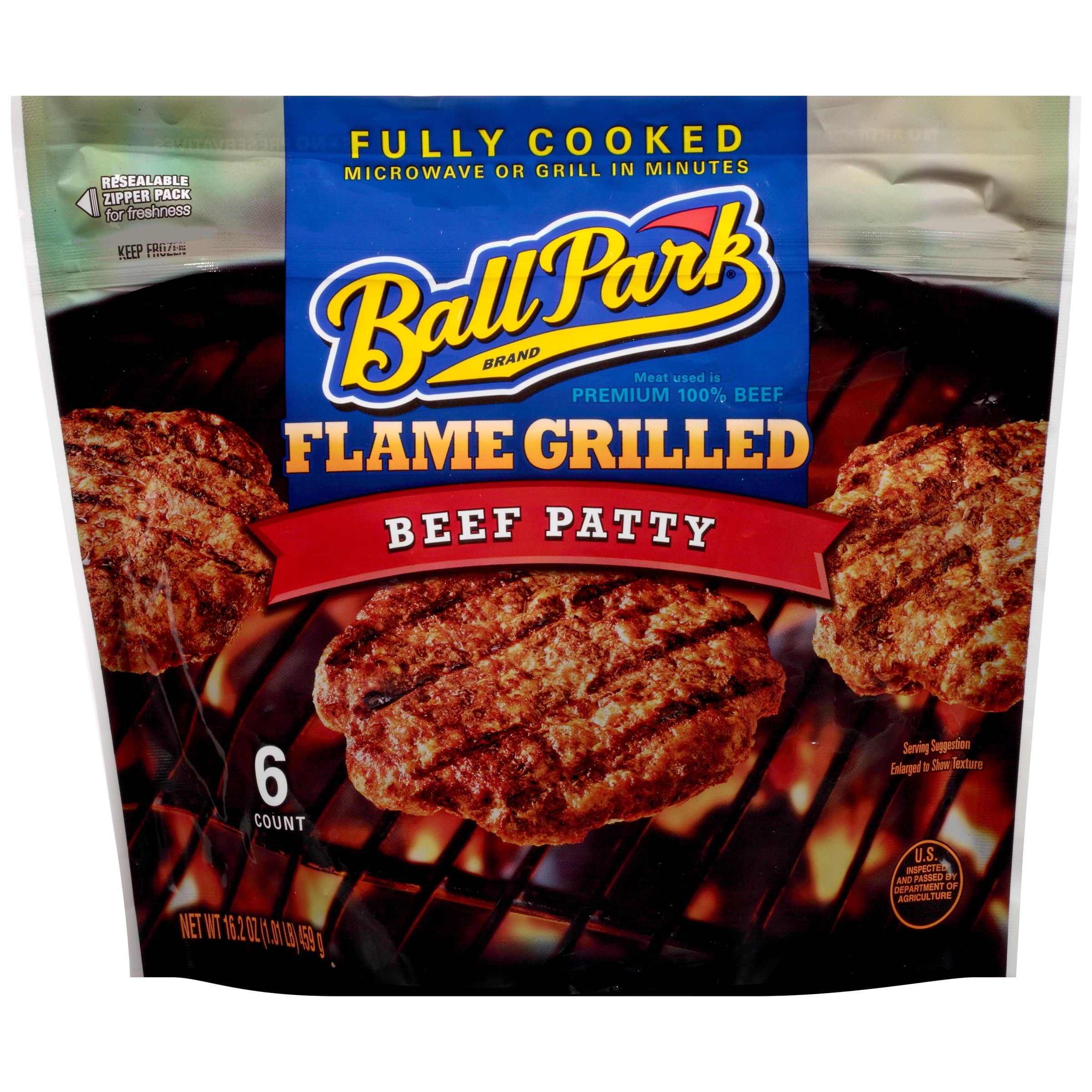 Ball Park Brand Flame Grilled Beef Patty 6 ct Bag by The Hillshire Brands Company