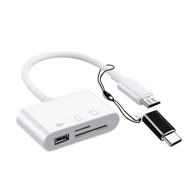 Adaptador de conexión 3 en 1 OTG para Samsung tipo C/Mirco USB a USB 2,0 + SD + TF multifunción para lector de tarjetas de cámara