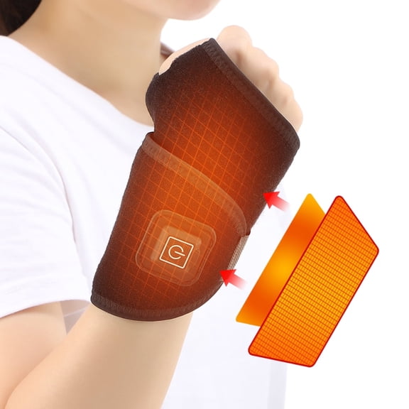 Wrist Heating Pad, Hand Wrap Brace with 3 Heat Levels, Heating Wrist Wrap Brace for Wrist Sprain, Washable Carpal Tunnel Heating Pad, Gifts for Family, Travel, Black