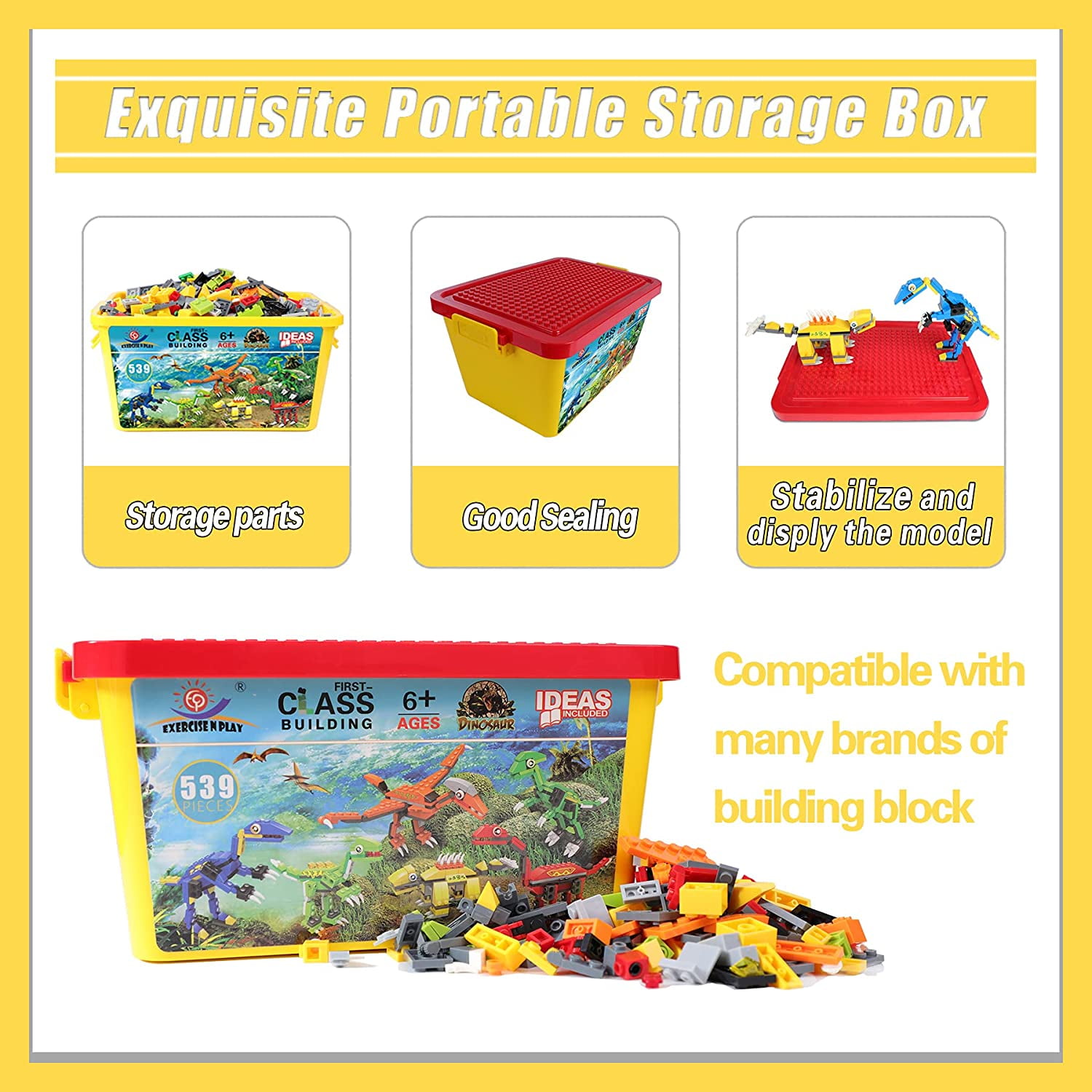 Dinosaurs Building Set Toys, 6 in 1 Dinosaur Building Blocks Set for Boys, ENP STEM Dinosaurs Toy, Gifts for Kids 6-12