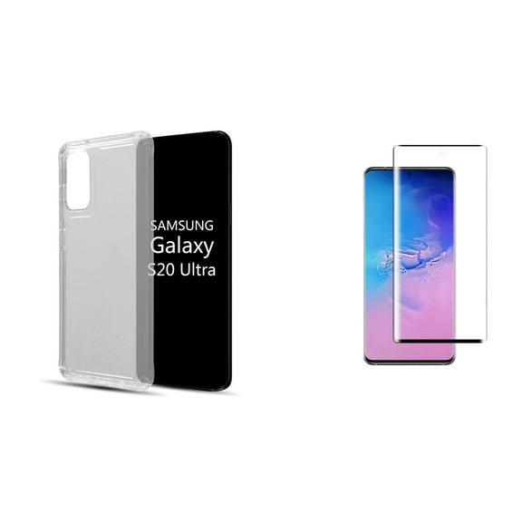 Bemz TPU Case for Samsung Galaxy S20 Plus, 6.7 inch: Shockproof Corners Impact Resistant Protective Gel Cover with Tempered Glass Screen Protector and Atom Wipe - Clear