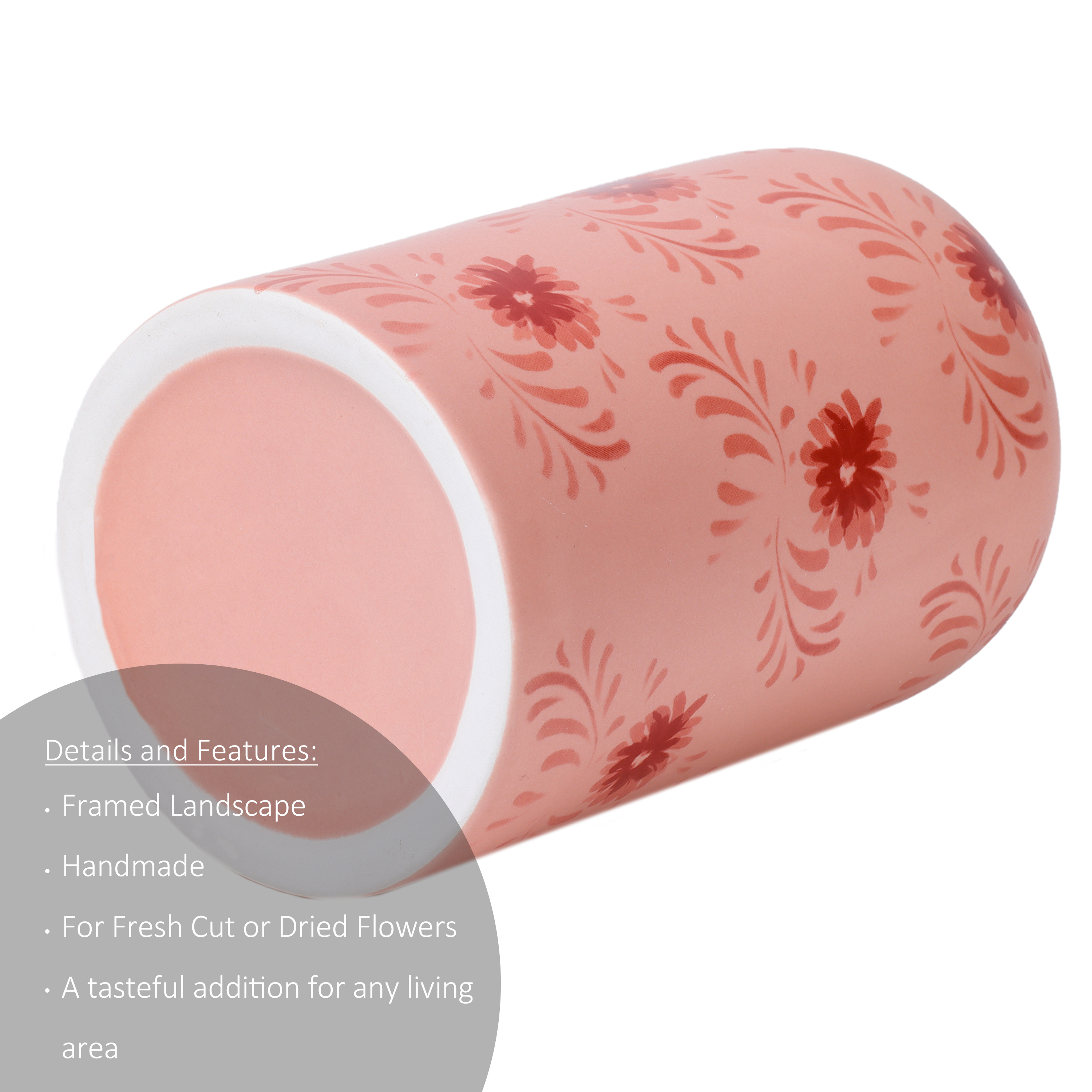Mainstays by Becky G. & Alejandra Small 6.38 in Pink Flower Decorative Ceramic Vase