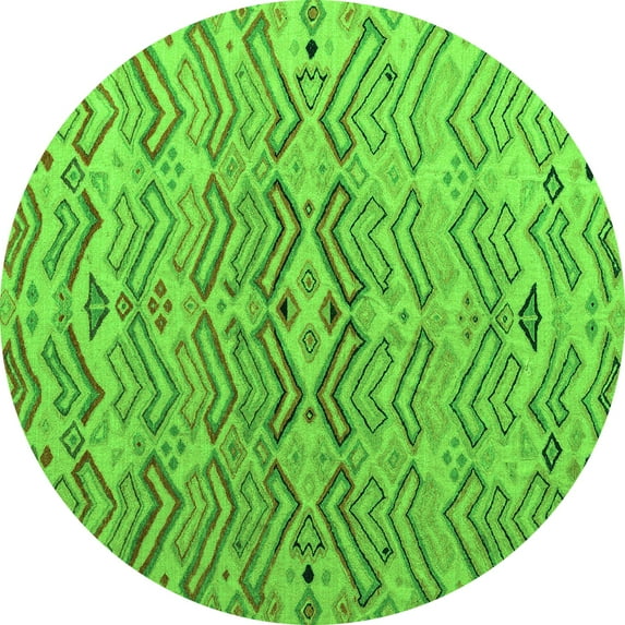 Ahgly Company Indoor Round Abstract Green Modern Area Rugs, 6' Round