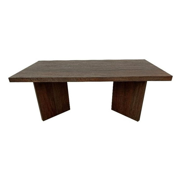 Pemberly Row Farmhouse Rectangular Solid Wood Coffee Table Mango Brown