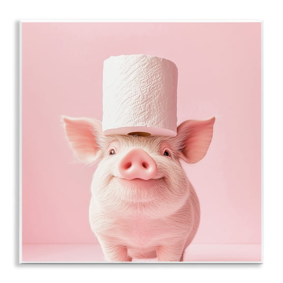 Stupell Industries Silly Piggy Pink Toilet Paper Wall Plaque Art, design by Heidi Kuntz