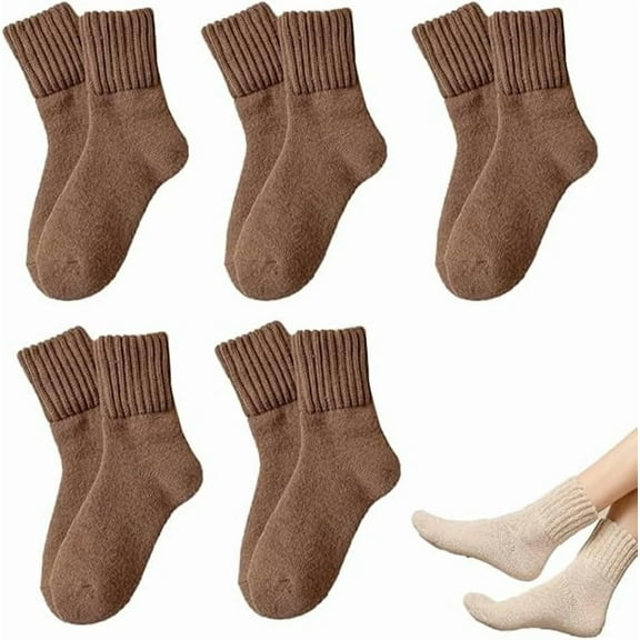 5 Pairs Women's Solid Mid-Calf Socks, Scrunchie Socks for Women, Thick Warm Cozy Retro Trendy Slouch Sock(5pcd)