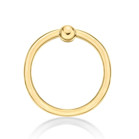 Lavari - 14K Yellow Gold Captive Bead Hoop Lip Eyebrow Belly Nipple Ring 14 Gauge 1/2"