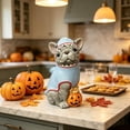 thumbnail image 4 of 2026 New!Halloween Light‑Up French Bulldog Figurine, Shark Outfit Dog Statue with Glowing Pumpkin, Waterproof Resin Table Yard Decor, 4 of 6