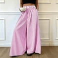 thumbnail image 2 of Women's Summer Striped Print Wide‑Leg Pants High‑Waist Elastic Waist Loose Casual Long Trousers with Side Pockets Hot Pink L(L), 2 of 9