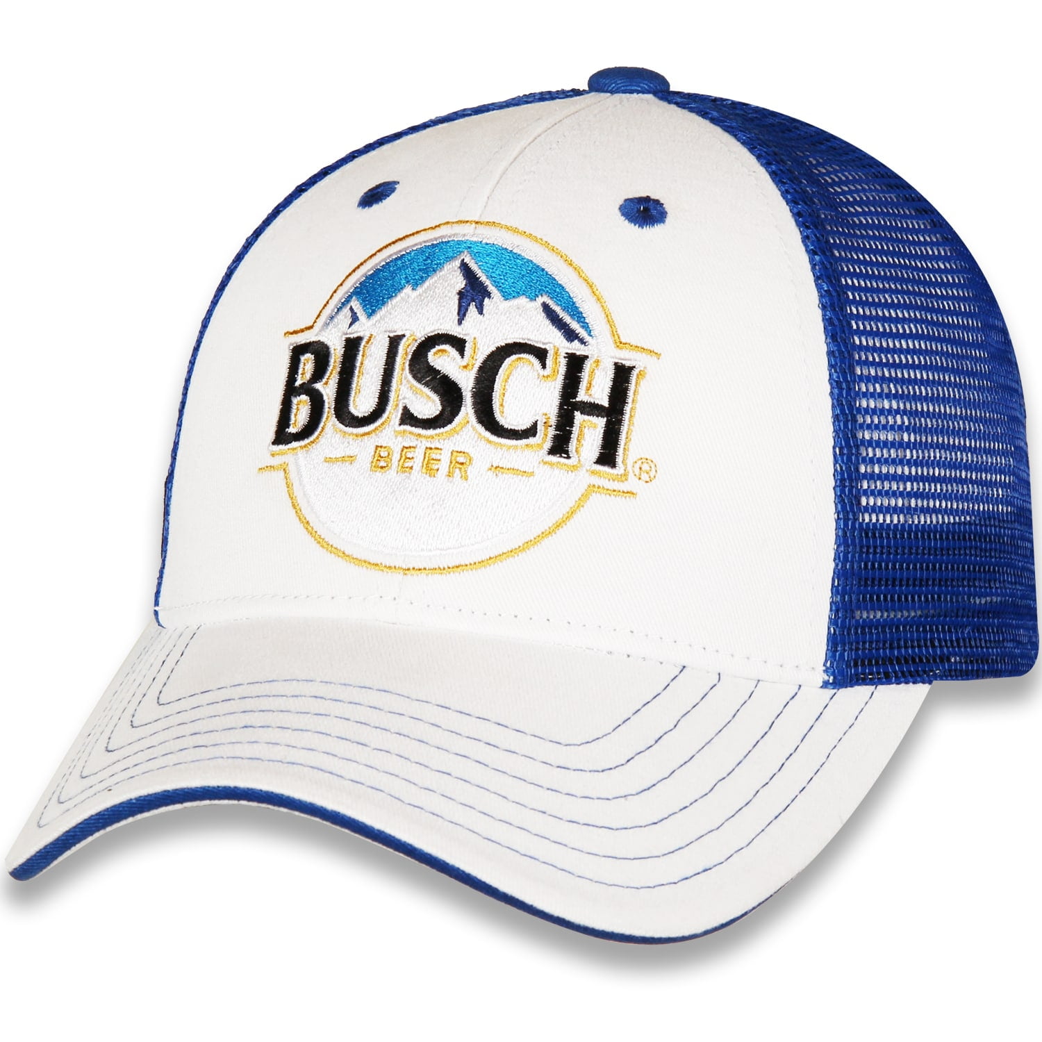 Checkered Flag - Men&amp;#39;s Checkered Flag White/Royal Kevin Harvick Busch Adjustable Hat - OSFA