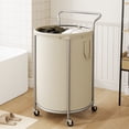 thumbnail image 6 of BGTREND 160L Rolling Laundry Hamper with Removable Bag, Round Steel Frame and Handle, Beige, 6 of 10