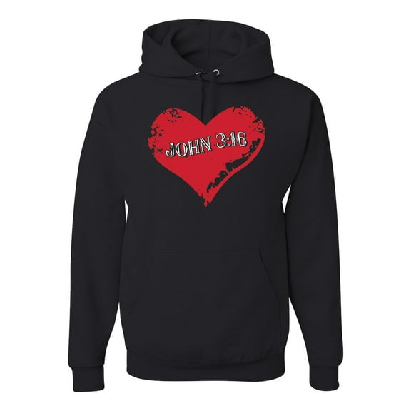 Loved John 3:16 Bible Verse Christian Inspirational/Christian Unisex Graphic Hoodie Sweatshirt, Black, Small