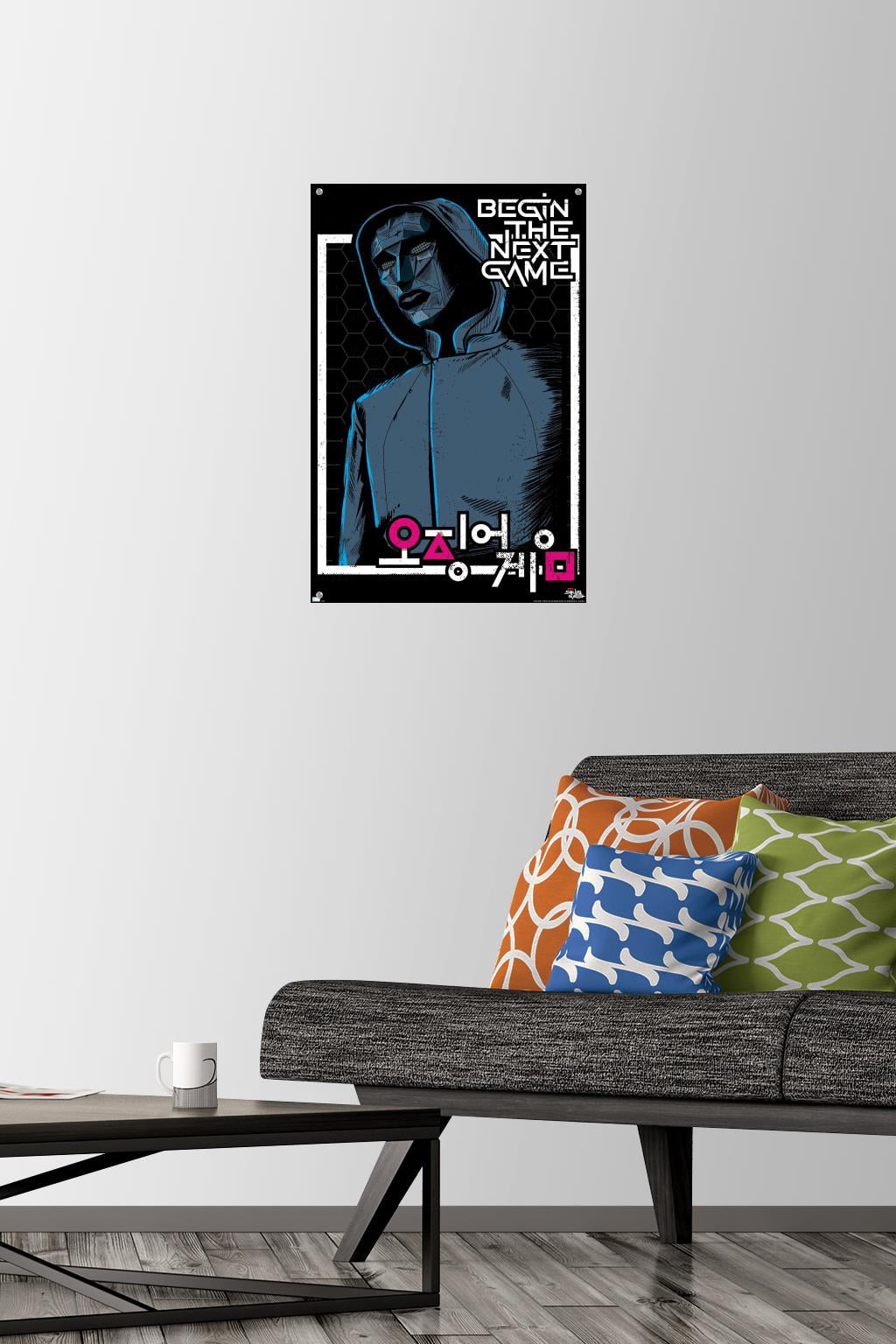 Netflix Squid Game - Begin the Next Game Wall Poster with Push Pins, 14.725" x 22.375"