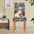 thumbnail image 4 of Yayeee 2 Pack Dining Chair Covers Stretch Parson Chairs Slipcovers Seat Protector, Blue Colorful Flowers, 4 of 6