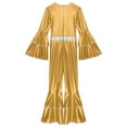 thumbnail image 6 of Haitryli Womens Shiny Metallic Flared Jumpsuit 70s Hippie Outfits Disco Party Festival Rave Romper Gold XL, 6 of 7