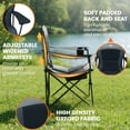 thumbnail image 3 of EVER ADVANCED Oversized Camping Chairs Heavy Duty Padded Folding Lawn Chair with Cup Holder，Support 350 lbs for Adults Outdoor Fishing Sports Black, 3 of 8
